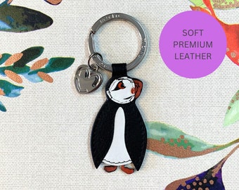 Premium Leather Handmade Puffin Keyring