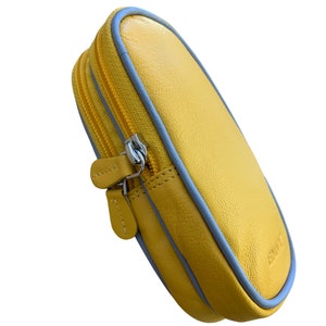 Unisex Soft Leather Double Glasses Case by Love EMVY Yellow/Grey