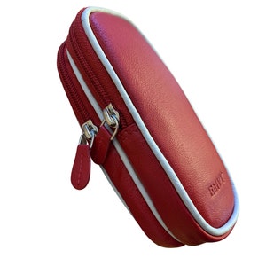 Unisex Soft Leather Double Glasses Case by Love EMVY Red/Cream