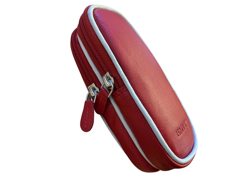 Unisex Soft Leather Double Glasses Case by Love EMVY Red/Cream