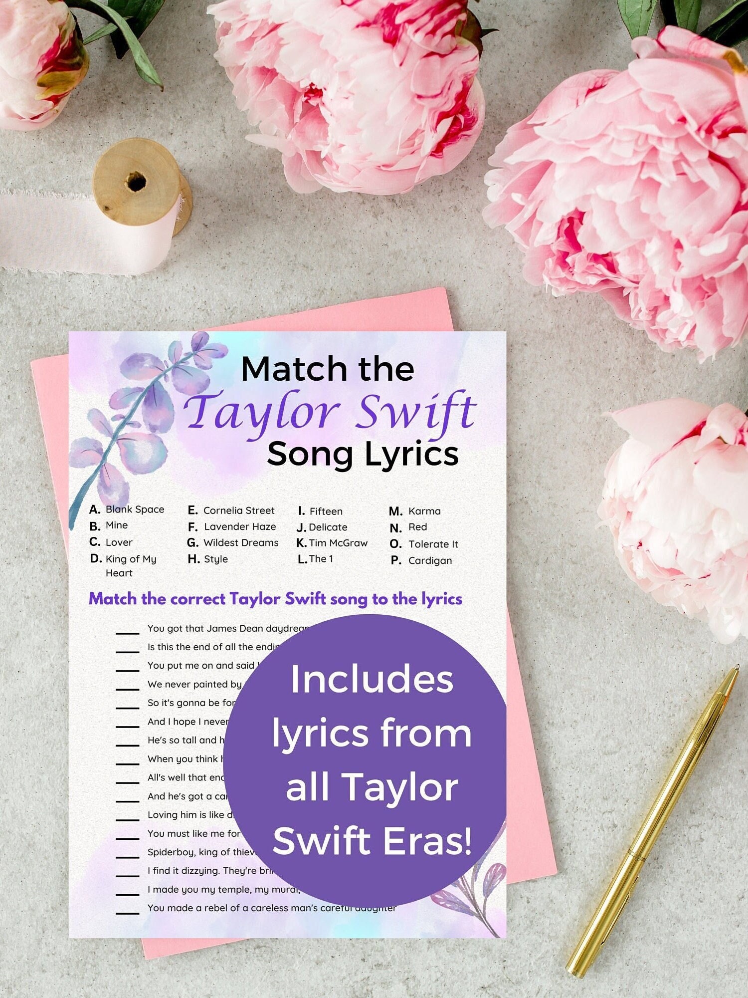 Taylor Swift Song Lyrics Vinyl Textured Sticker – B. Erin Designs