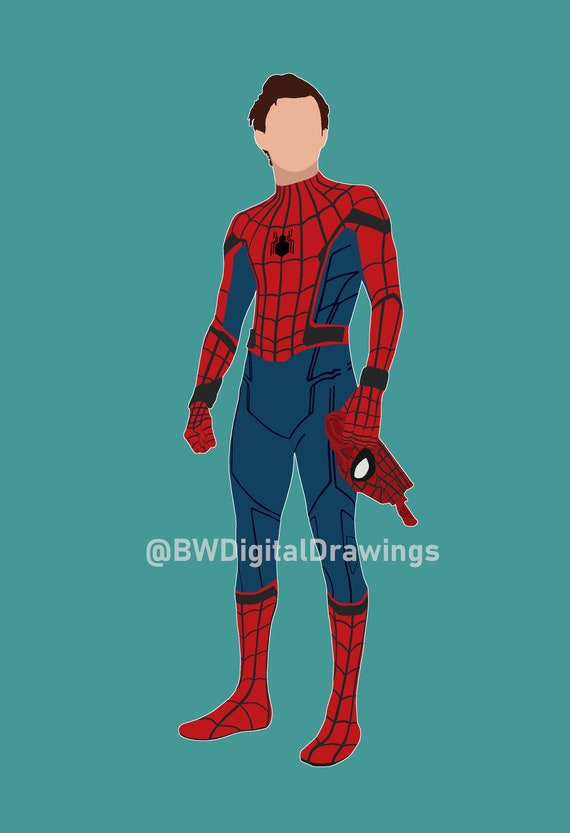 Spider-Man Tom Holland Dibujo Digital/Impresión - Etsy México