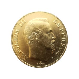 Napoleon 50 French Francs Gold Plated Reproduction Coin
