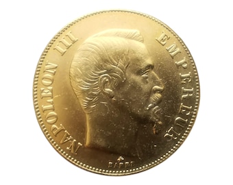Napoleon 50 French Francs Gold Plated Reproduction Coin