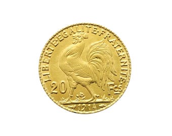 Reproduction Pièce Marianne Coq 20 Francs Français Plaqué Or