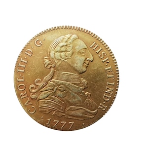 8 Escudos Charles III Spain 1777 Gold Plated Reproduction Coin