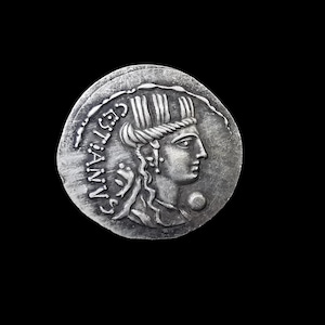 Marcus Plaetorius Cestianus 67 BC Ancient Roman Republic Denarius Silver Plated Reproduction Coin