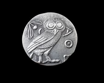Ancient Attica Athens Owl Tetradrachm Silver Plated Reproduction Coin