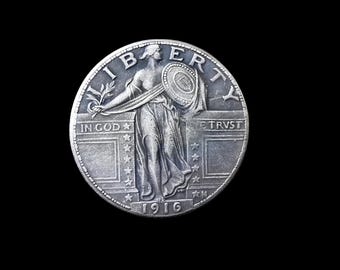 1916 Standing Liberty Quarter Dollar Silver Plated Reproduction Coin