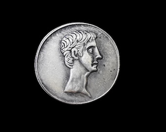 オクタヴィアヌス・アウグストゥス古代ローマデナリウス銀メッキレプリカコイン