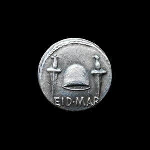 Brutus - Moordenaar van Julius Caesar Eid Mar Oude Romeinse denarius verzilverde reproductiemunt