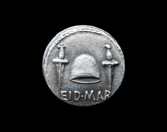 Brutus - Assassin of Julius Caesar Eid Mar Ancient Roman Denarius Silver Plated Reproduction Coin