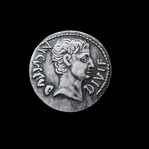 Octavian Augustus & Bull Ancient Roman Denarius Silver Plated Reproduction Coin