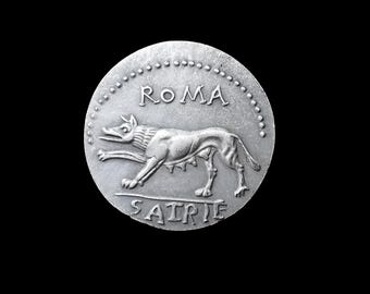 Satriena: Publius Satrienus 77 BC Ancient Roman Republic Denarius Silver Plated Reproduction Coin