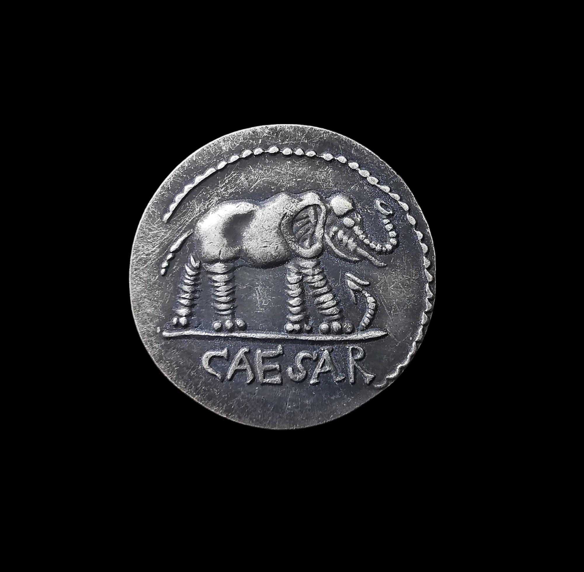 ジュリアス シーザー 象 古代ローマ デナリウス 銀メッキ レプリカ