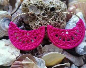 Crochet earrings handmade, Hoop earrings, Elegant jewellery, Gift for her, Boho Earrings multicolor, Minimalist Knitted Earring, ecofriendly