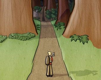 Entering the Forest Digital Art Print on Photo Paper, Indie Comics, Nature