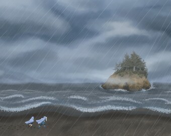 Coastal Travelers 11" x 8.5" Digital Art Print, Indie Comics, Nature, Ocean