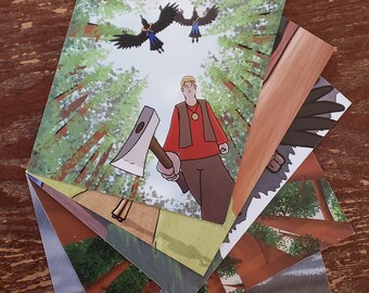 Set of Five (5) Pacifica Postcards, Indie Comics, Nature, Comic Characters