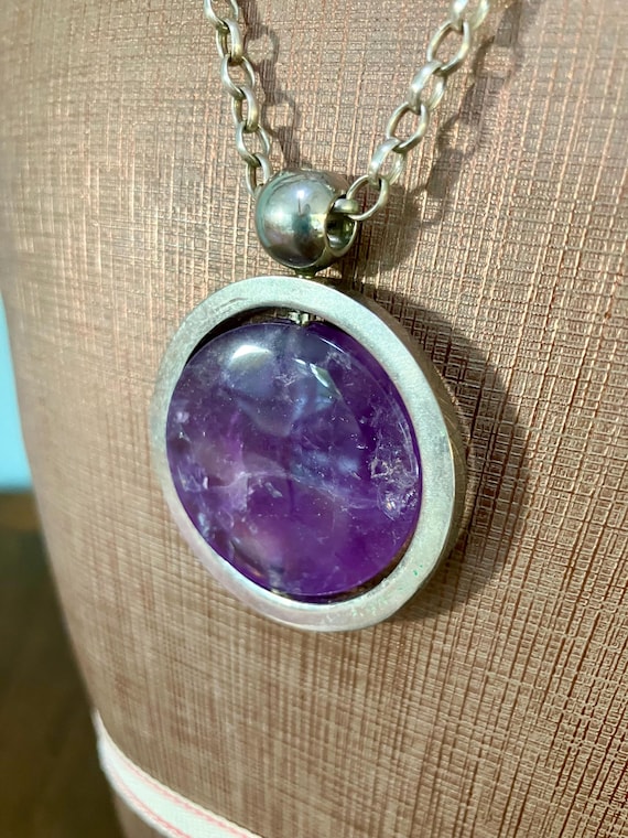 Statement Amethyst Pendant on Solid Silver Chain - image 1
