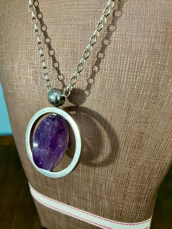 Statement Amethyst Pendant on Solid Silver Chain - image 3