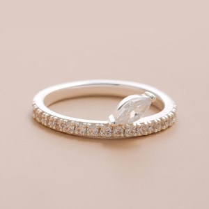 Unique Full Eternity Band Ring/Marquise Moissanite Ring/Minimalist Ring for Women/Eternity Band for Daily Wear
