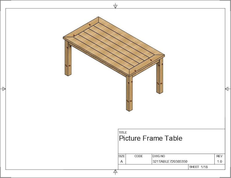 Woodworking Plans Wood Table with Picture Frame Top 72x38.5 Top image 1