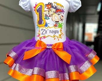 Custom 90s Cartoon Birthday Tutu Outfit for Baby Girl | Retro Party Outfit | 12M–5T