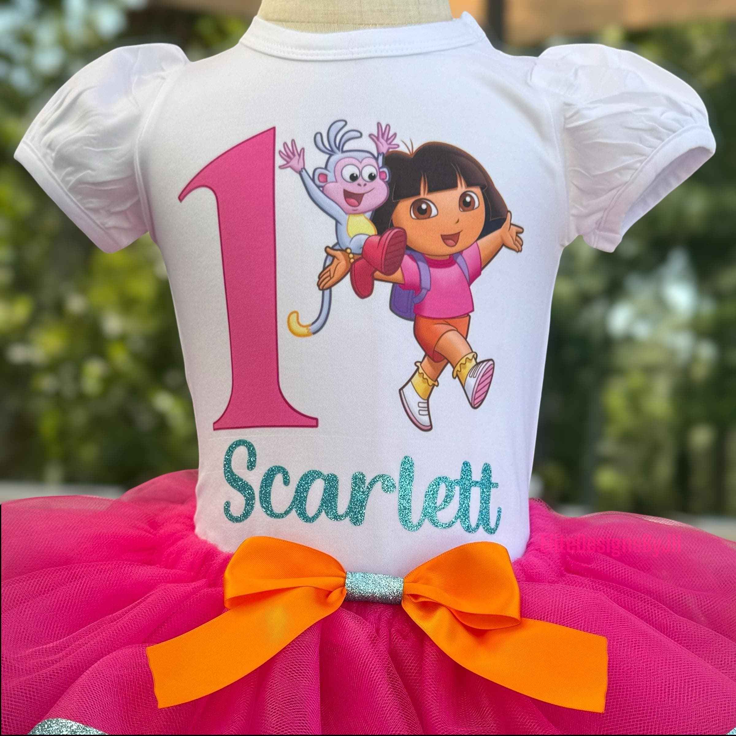 dora tutu birthday dress Gabby Dollhouse tutu set-Gabby Dollhouse outfit-Gabby Dollhouse dress   Pink Toes & Hair Bows
