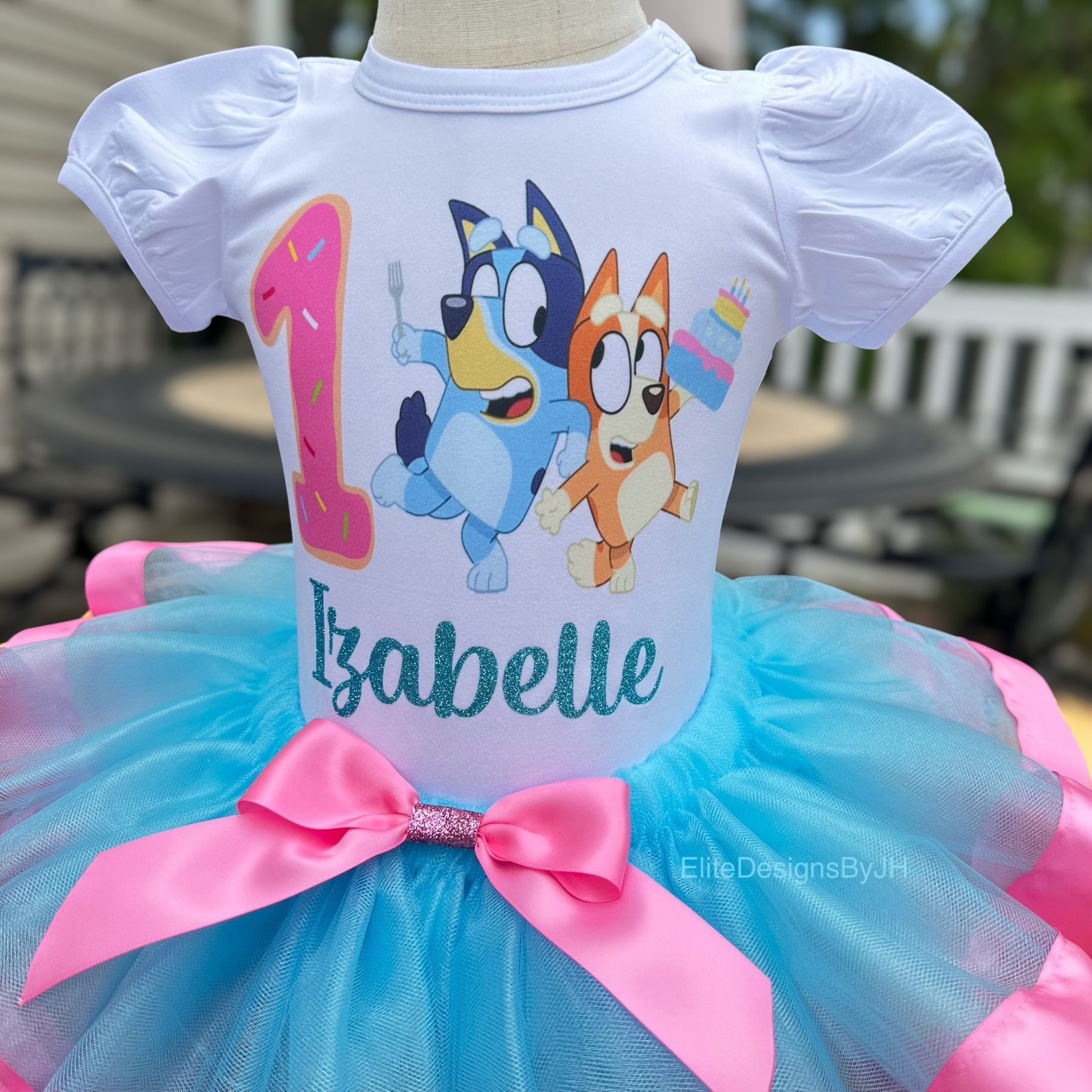 Custom Blue Dog Birthday Tutu Set