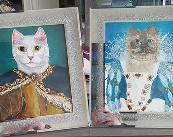 Custom Made Royalty Renaissance Pet Portrait - Made To Order - Hand Painted - Unique Gift