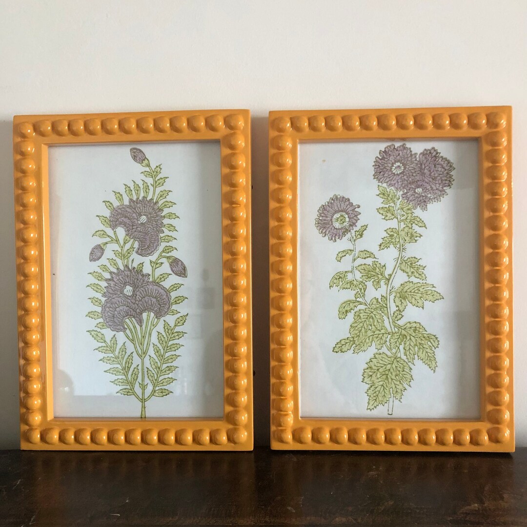Block Print Frame BLOCKPRINTED PICTURES - A Pair of Bobble Frames With Block Printed ...