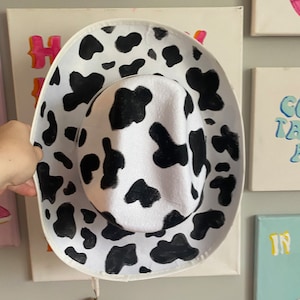 Cow print felt cowboy hat