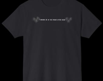 Camiseta "Quiero estar en el parque al anochecer" / Camiseta negra de parque temático / Camiseta con estampado de vacaciones nocturnas / Lindo atuendo para el parque