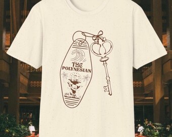 Camiseta con ilustración de llavero polinesio / Ilustración de llave de habitación de motel vintage