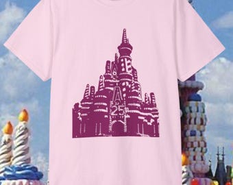 Camiseta de cumpleaños con diseño de castillo de cuento de hadas / Camiseta con silueta de castillo vintage