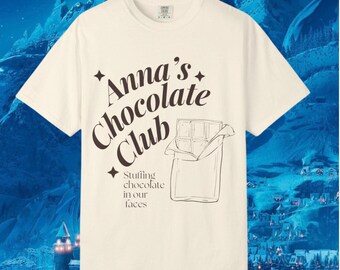 Anna's Chocolate Club Tshirt Chocolate Bar Illustration Retro Script