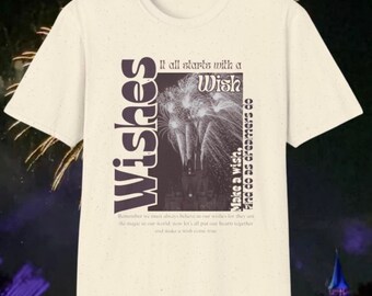 Camiseta Wishes Fireworks, camiseta con estética de Magic Kingdom, camiseta gráfica de parque temático, regalo del Castillo de la Noche Estrellada, Retro Crew