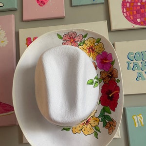 Felt flower hibiscus cowboy hat