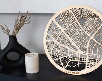 Engraved Wooden City Map, Personalized Wedding Gift, Wood Wall Decor