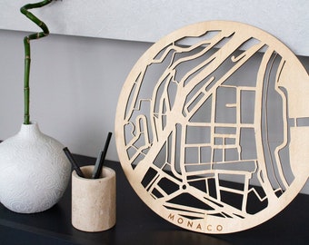 Personalized Engraved Wood City Map, Custom Wall Decor