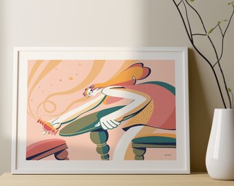 Control Illustration Art Print, Minimalist Home Decor