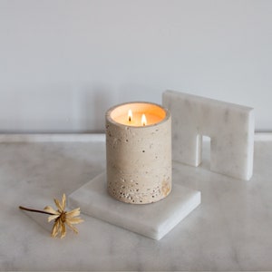 Soy Candles, Travertine Gifts Marble, Candle for Soy Wax, Travertine Scented Candles, Decorative Candle, Natural Soy Wax, Vegan Friendly image 1