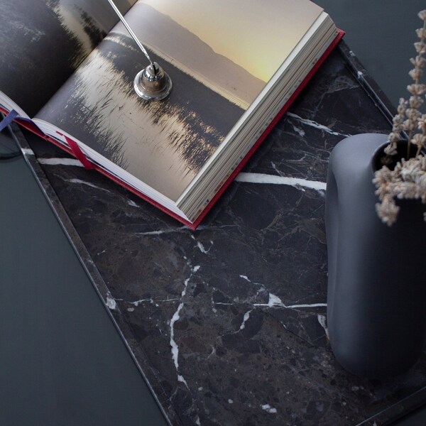 Black Marble Coffee Table Tray Etsy