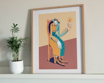 Illustrazione digitale di Mademoiselle, stampa artistica (download digitale)