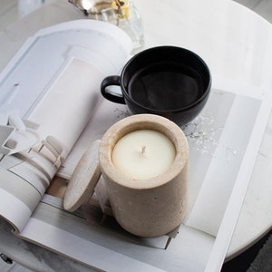 Matte Travertine Marble Candle, Soy Wax Marble Candle, Travertine Candle Holder, Gift Decorative Candle, Natural Soy Wax, Vegan Friendly
