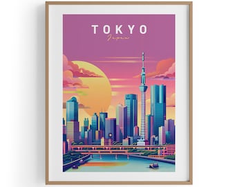 Tokyo Japan Art Print, Skyline Travel Poster (Digital Download)