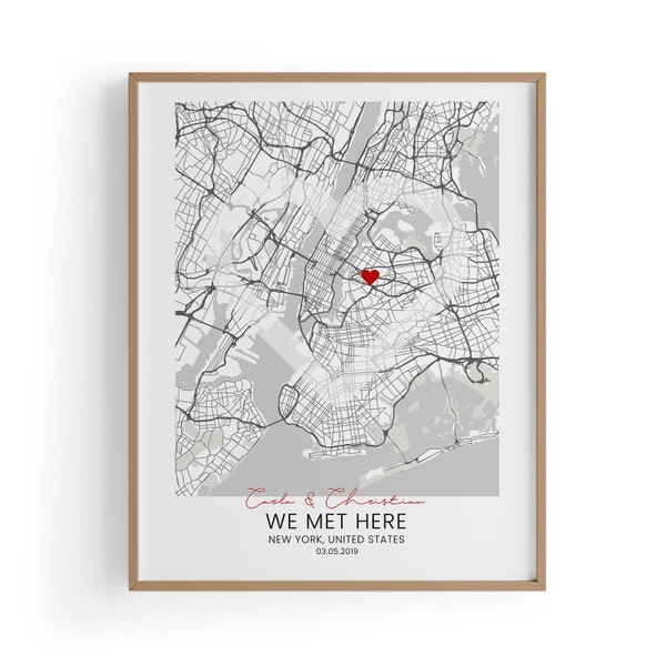 DIGITAL DOWNLOAD, We Met Here Map, Where We First Met, Personalized Gift, Gift for Boyfriend, Gift for Her, Personalized gift for couple