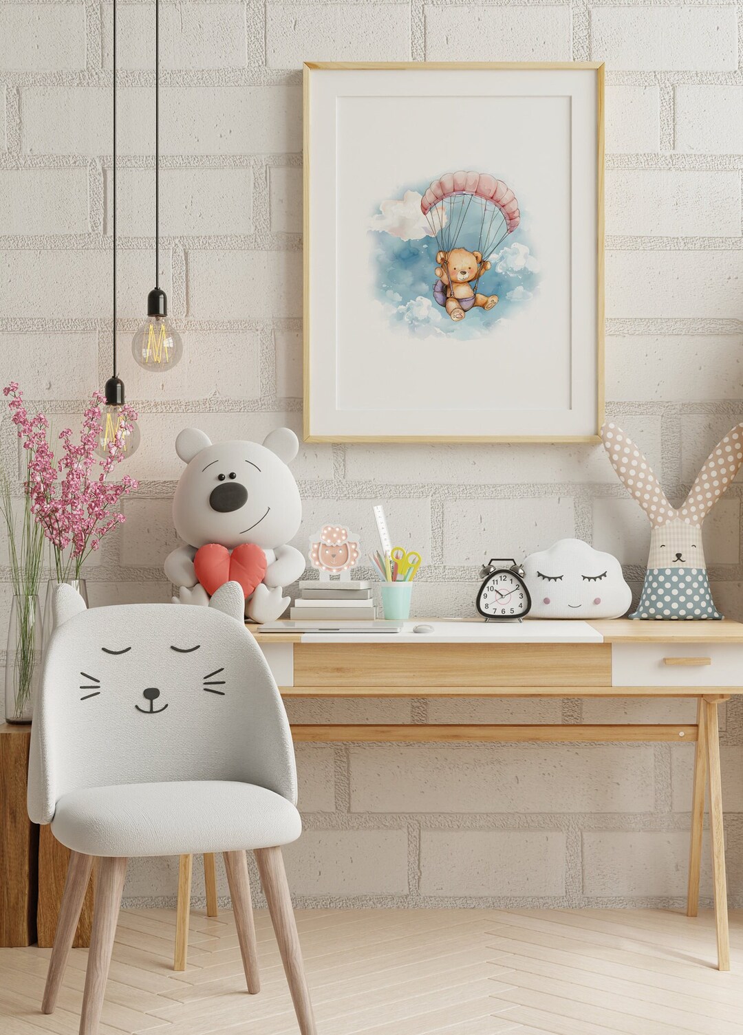 Flying Bear Kids Room Poster- Wall Art Prints - Digital Printable Art ...