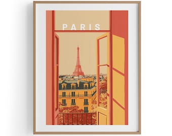 Eiffel Tower Paris Art Print, France Travel Poster (Digital Download)